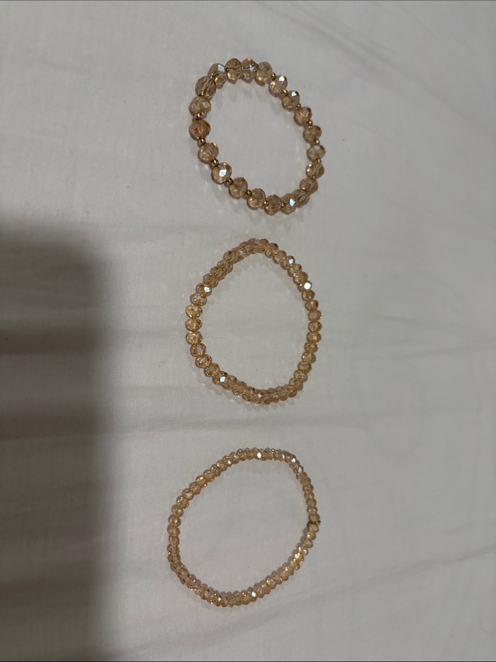 Gold-Tone Faceted Bead Stretch Bracelet Set - Champagne Gold, Set of 3